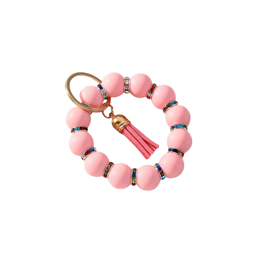 Wholesale Silicone Handmade Beaded Wrist Keychain