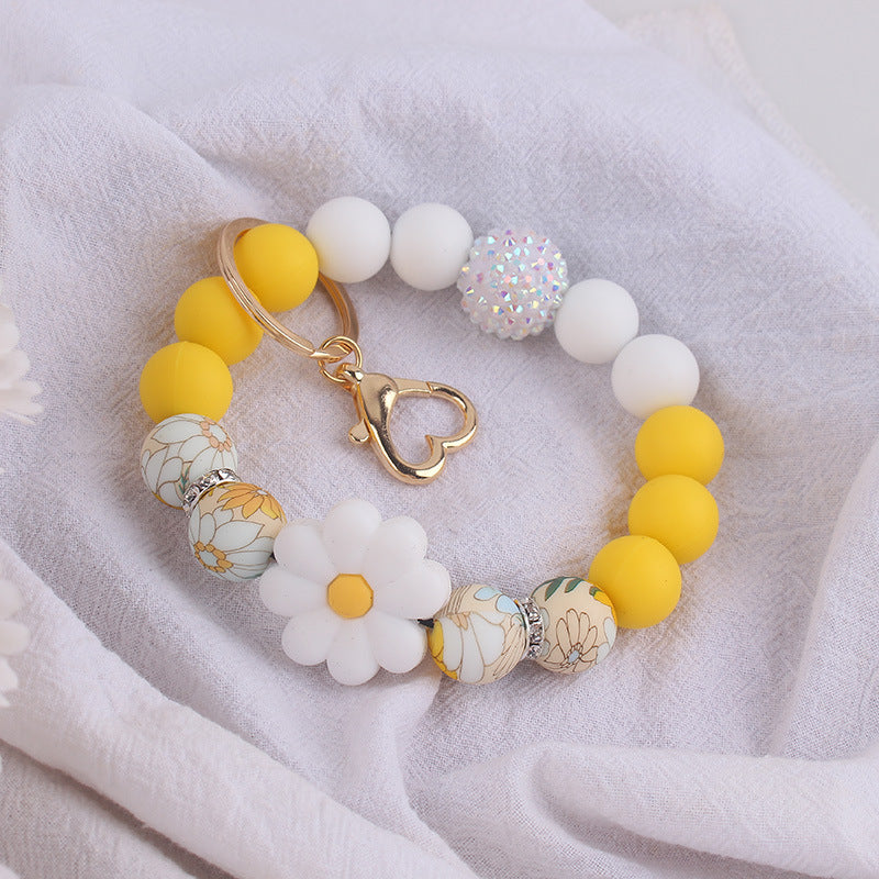 Wholesale Silicone Begonia Daisy Keychain Flower Bracelet