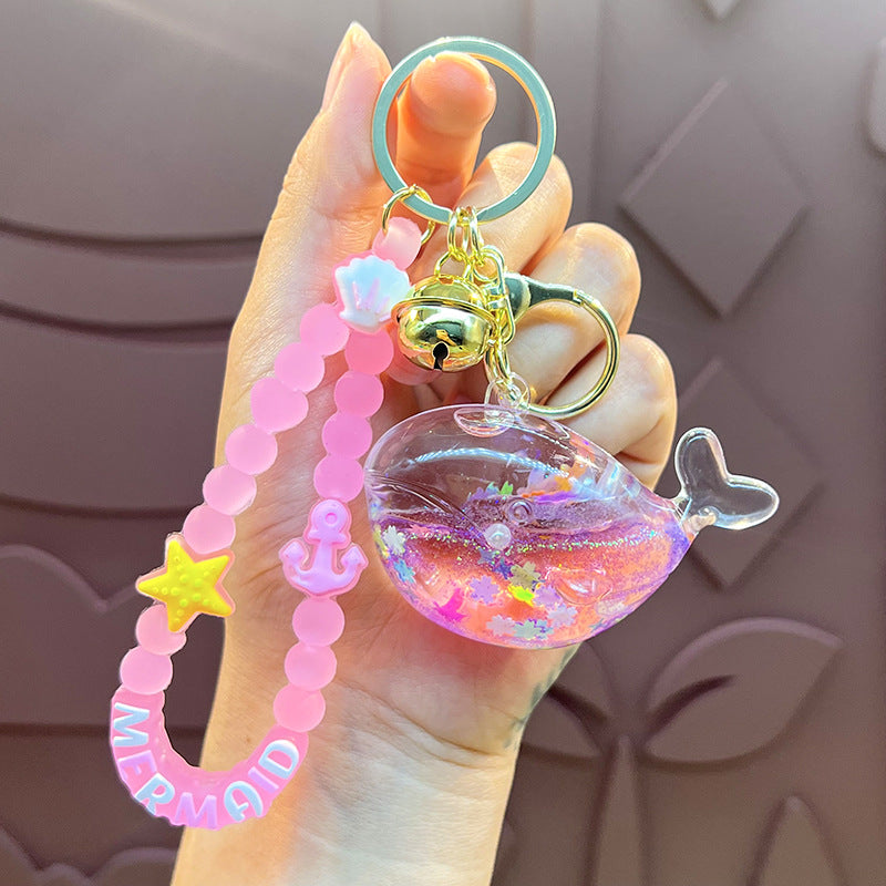 Wholesale Oil-filled Colorful Whale Keychain