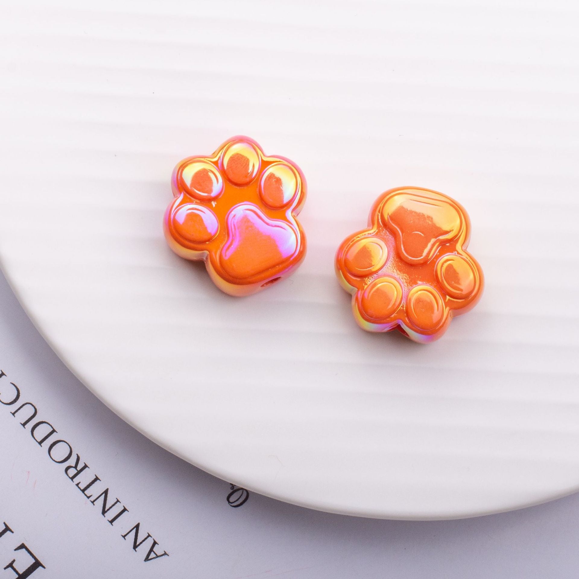 Wholesale Cat Claw Colorful UV Plated Acrylic Straight Hole Loose Beads