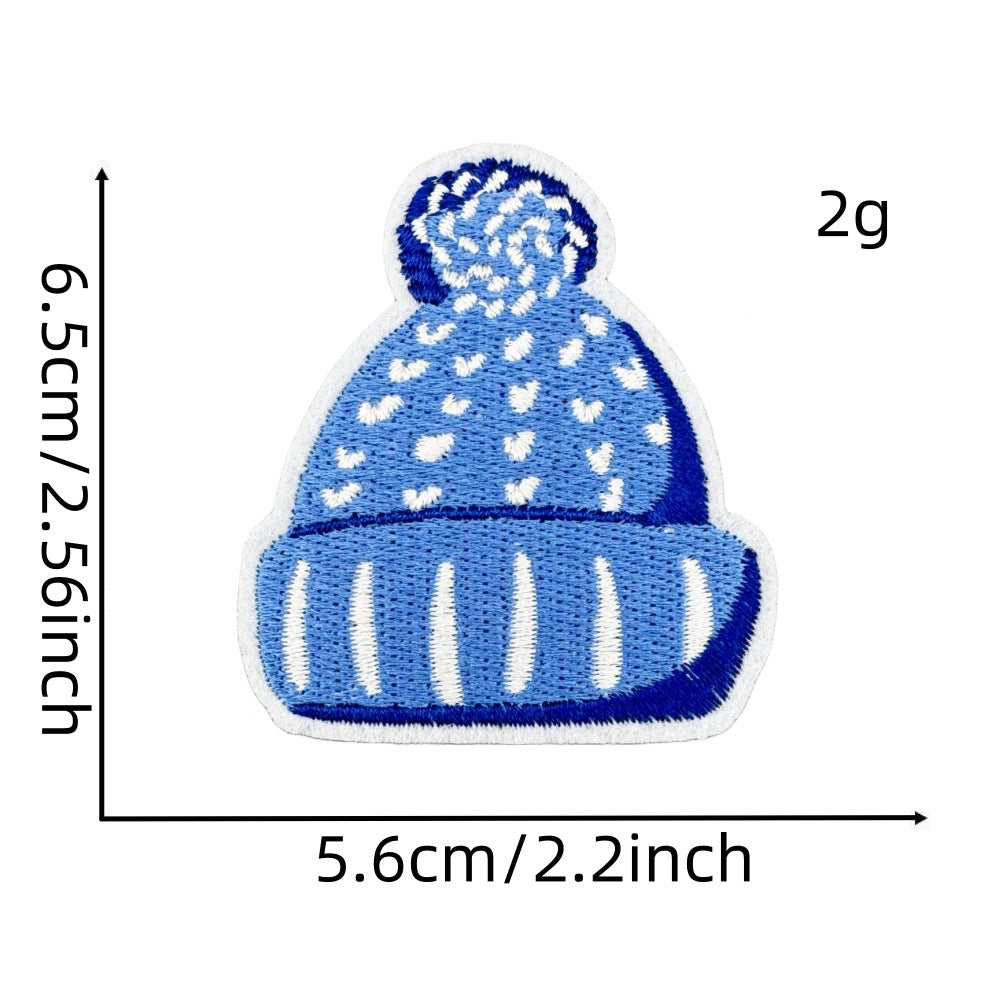 Wholesale Chic Blue Doodle Christmas Embroidery Patches Clothing Applique Stickers DIY Fashion Accessory Gift