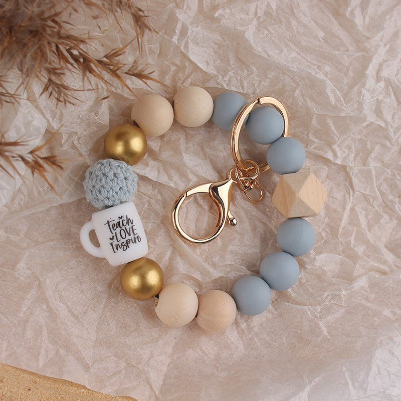 Wholesale Silicone Cup   Bracelet Teacher' s Day Wristlet Keychain