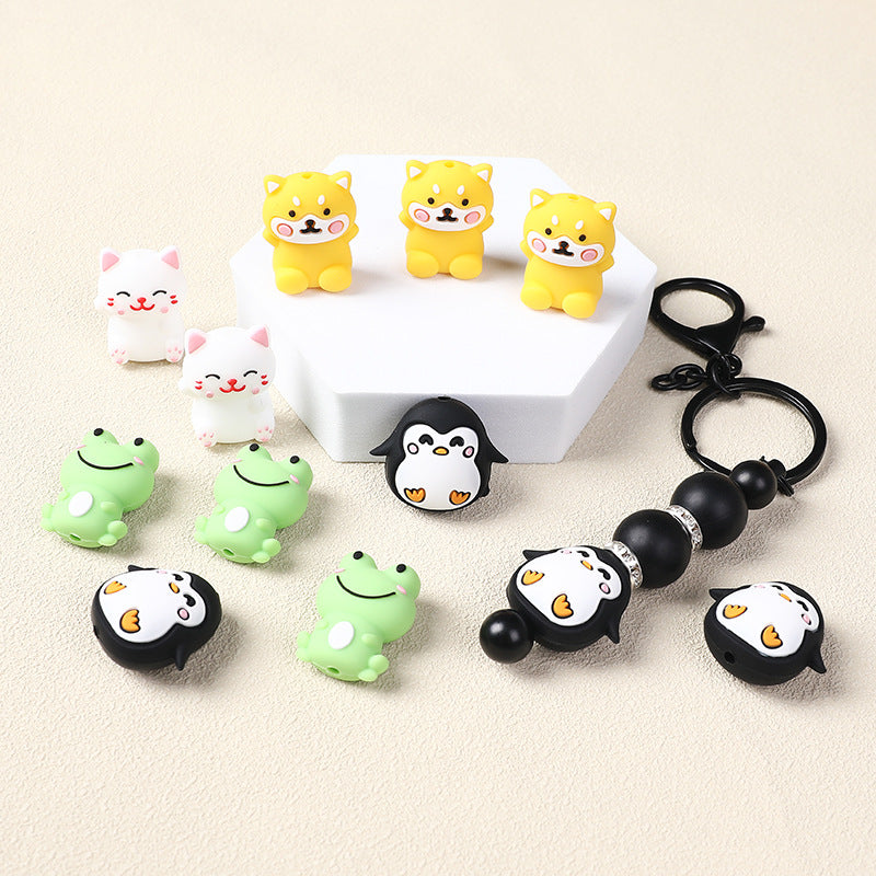 Wholesale 20pcs/pack  Cartoon animal silicone 3D Focal Beads