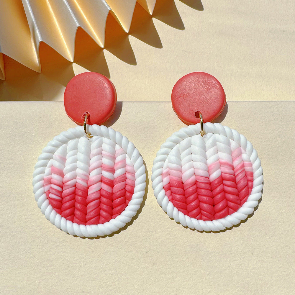 Wholesale Weaving circular geometric soft ceramic earrings