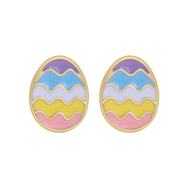 Wholesale 6pcs Easter earrings creative cartoon rabbit chicken Easter egg earrings spring carnival party jewelry