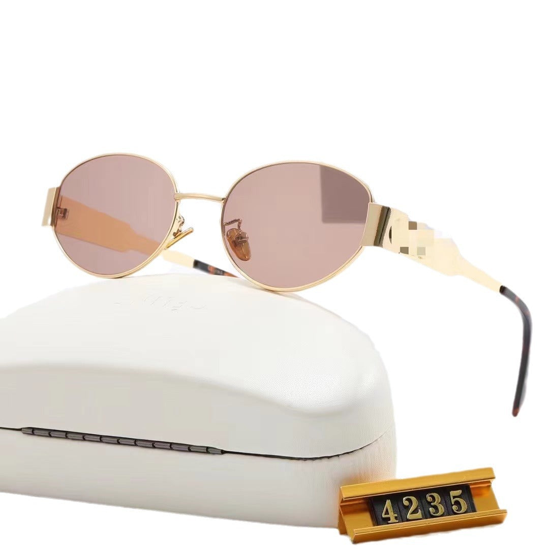 Wholesale Metal Sunglasses Cat Eye Oval Wide Leg