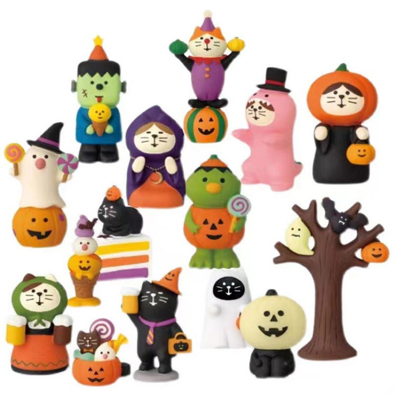 Wholesale Natural Resin  Cat Figurines Blind Box Miniature for Home Decor Gift