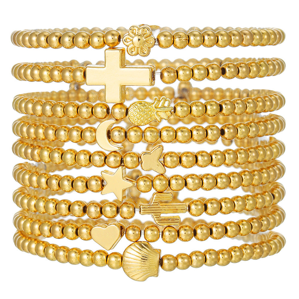 Wholesale  Cross Bracelet suit Sweet Cool Beaded Shell Pearl Bracelet