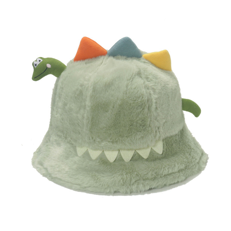 Wholesale Autumn and Winter Thickened Warm Plush Cartoon Three-dimensional Dinosaur Fisherman Hat