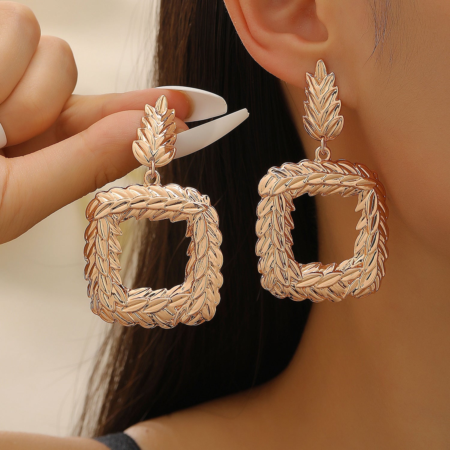 Wholesale Vintage Lava Texture Irregular Geometric Earrings For Women Gold Metal Electroplated Fashion Accessory