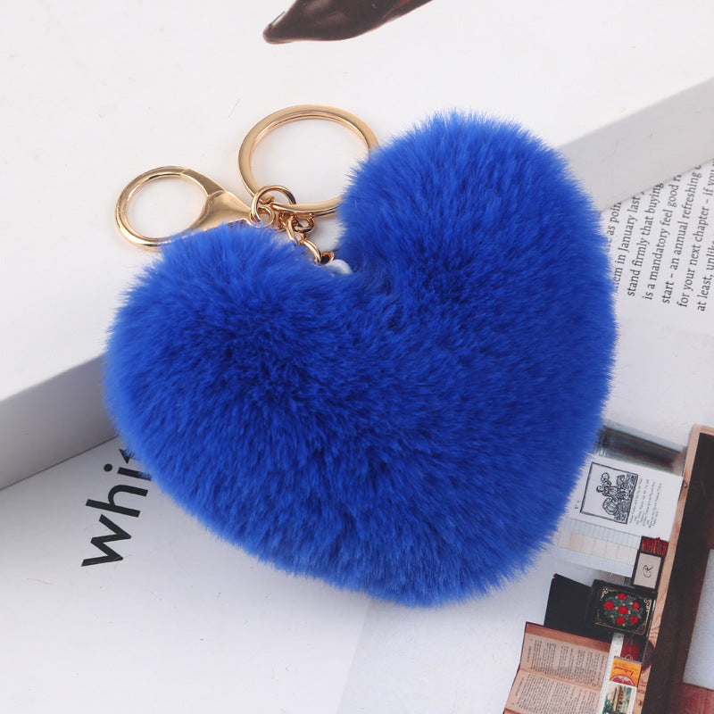 Wholesale Plush Love Keychain Peach Heart Ball Keychain