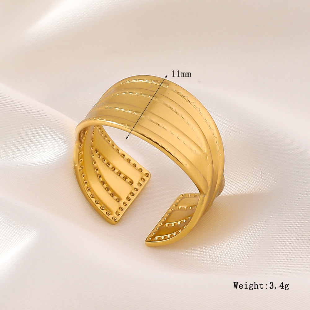 Wholesale High-end Retro Fashion Niche Open Design Adjustable Titanium Steel Stainless Steel Plated 18k Gold Rings