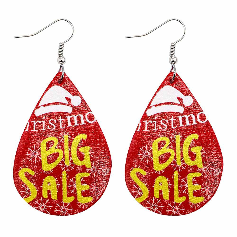 Wholesale Christmas Tree Bell Leather Earrings