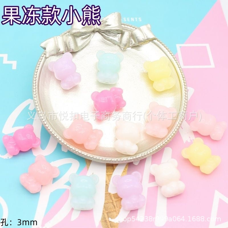 Wholesale 10pcsColorful 17mm bear straight hole loose beads DIY beads