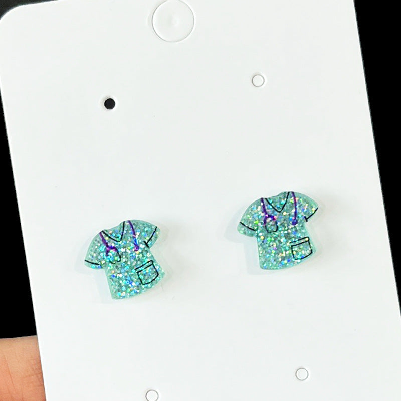 Wholesale Medical Staff Holiday Gift Jewelry Teeth Nurses Clothing Nurses Hat Love Shiny Small Earrings