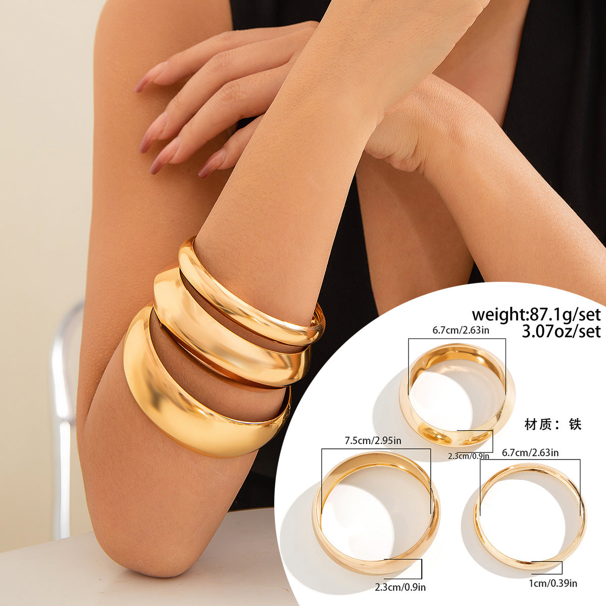 Wholesale Geometric curved exaggerated open bracelet