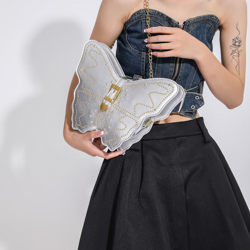 Wholesale PU Rivet Butterfly Messenger Bag