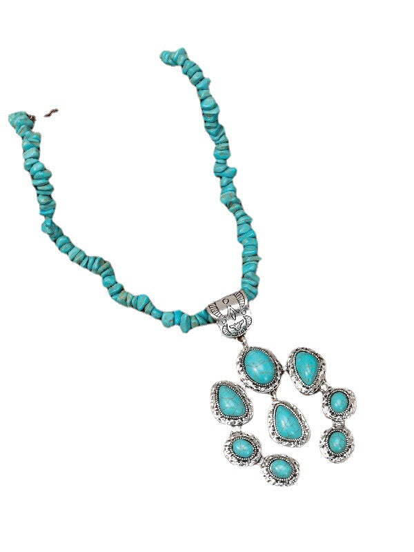 Wholesale Bohemia Water Drop Shape Turquoise Pendant Necklaces