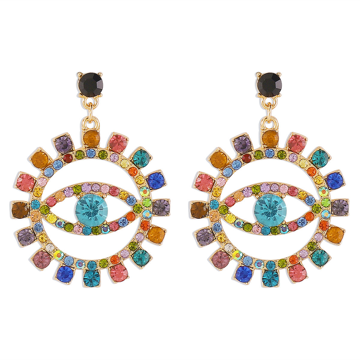 Wholesale Devil's Eye Alloy Full Diamond Earrings