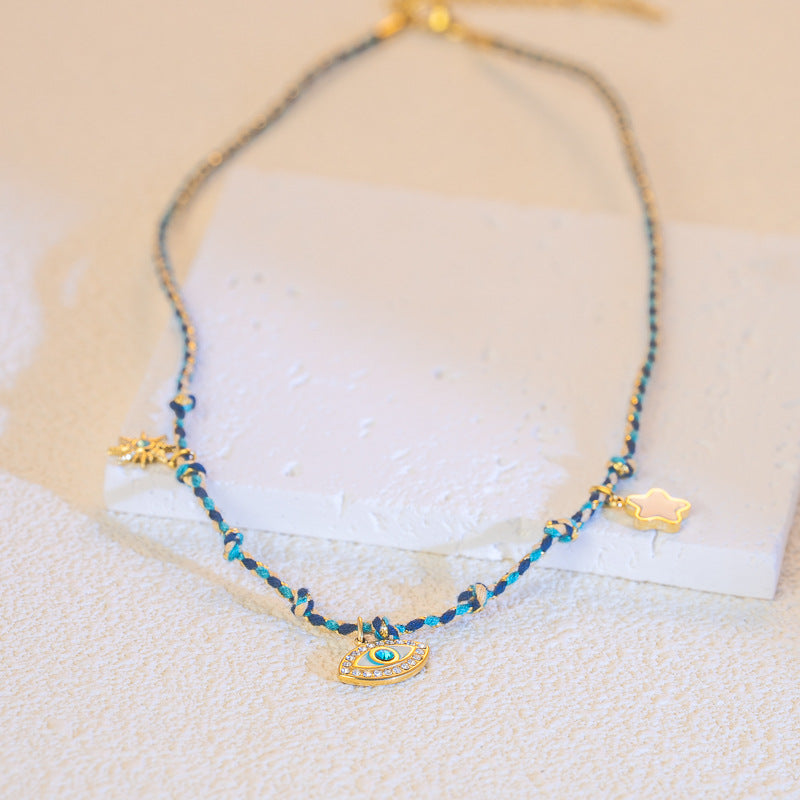 Wholesale Braided Necklace Luxury Multi-Pendant Niche stainless Steel Necklace