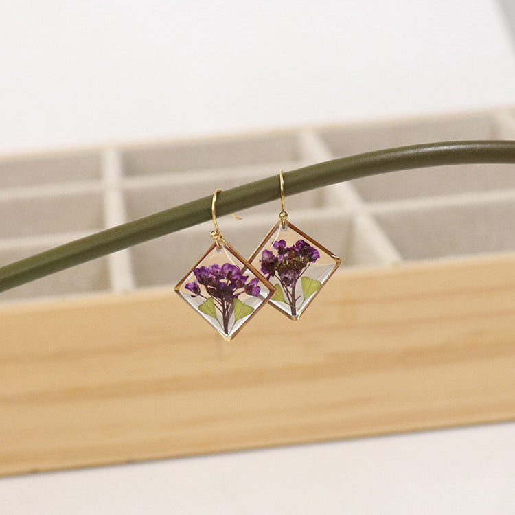 Wholesale 6pcs Real Flower Dried Flower Drop Glue Earrings