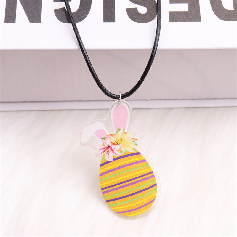 Wholesale Easter White Rabbit Basket Chick Acrylic Necklace