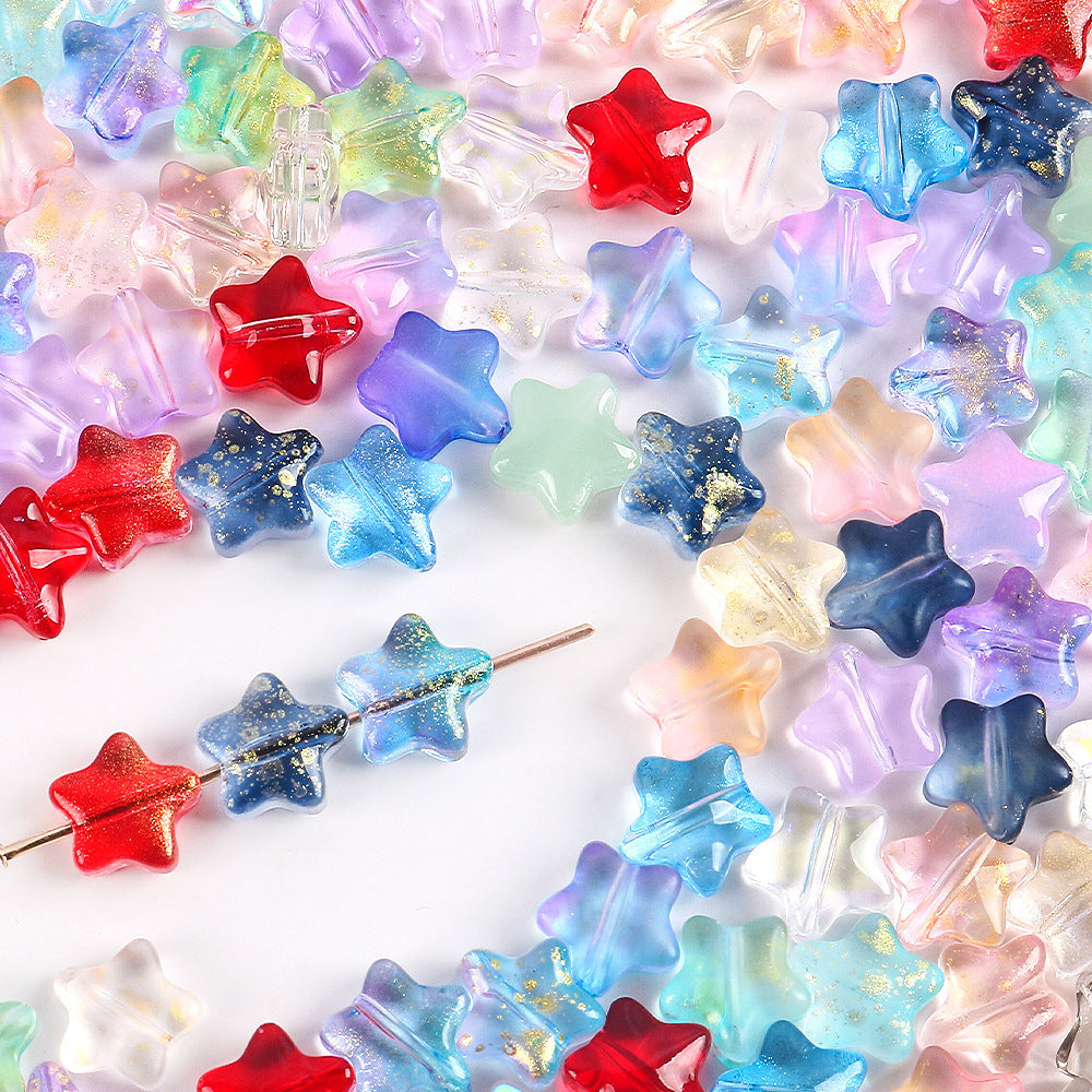Wholesale 20pcs Color-Plated Five-Pointed Star Glass Handmade DIY Acrylic Beads