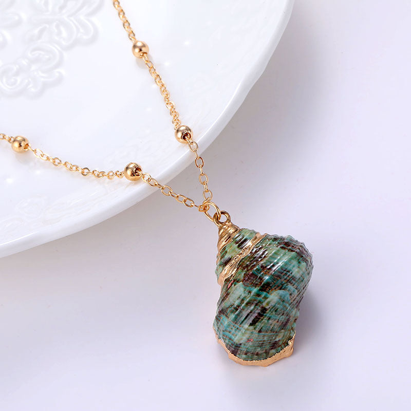 Wholesale Seashell Gold Plated Pendant Alloy Necklaces
