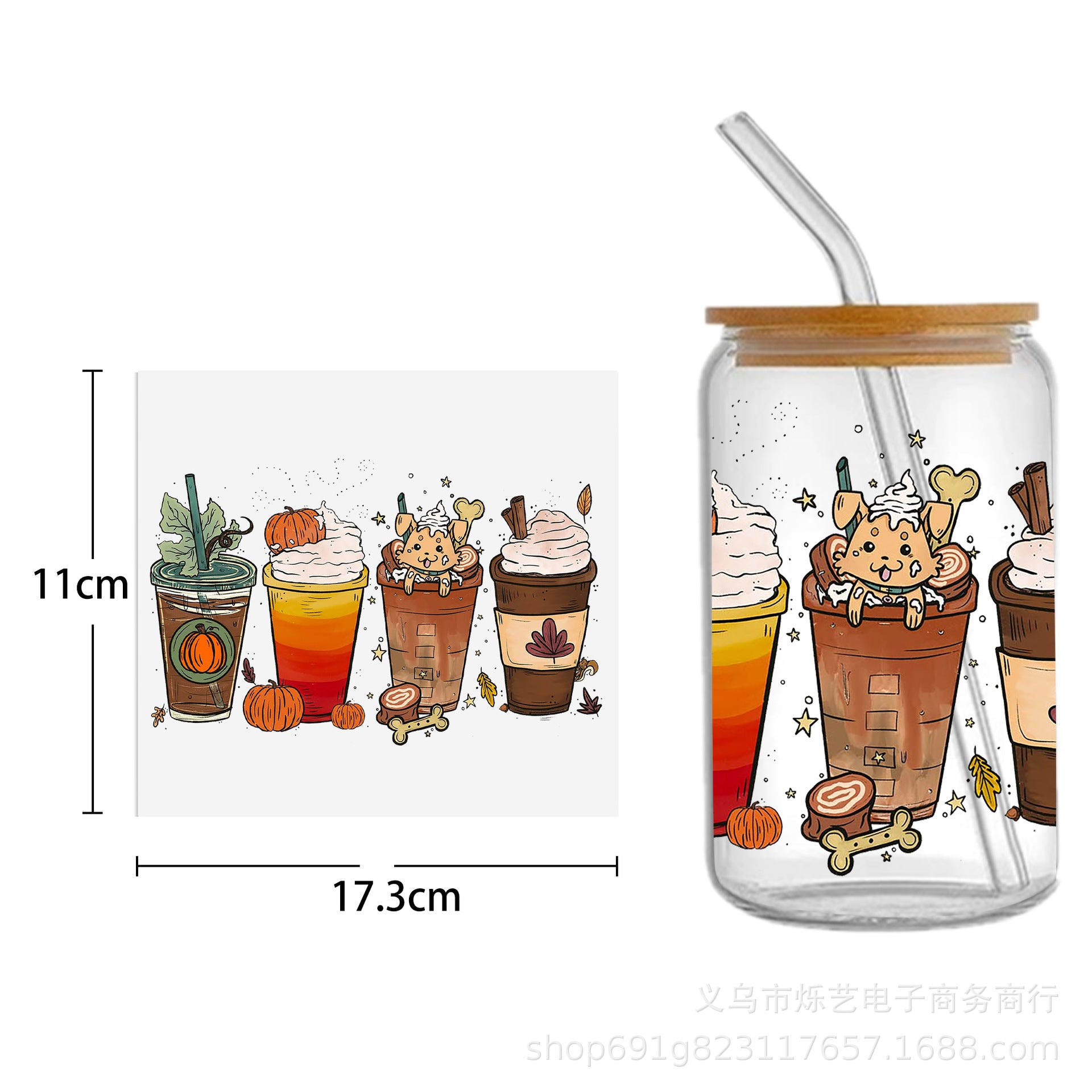 Wholesale  5pcs/pack Snowman Gingerbread Man Christmas Series 16oz Cup UV DTF Wraps