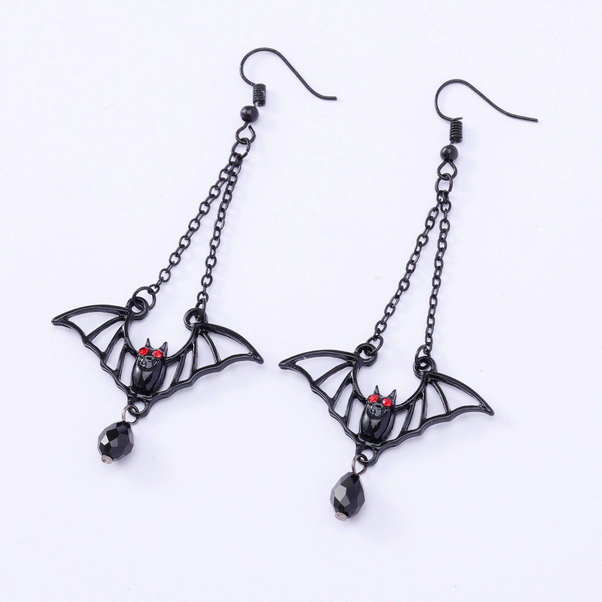 Wholesale  dark punk gothic style exaggerated red teardrop bat earrings
