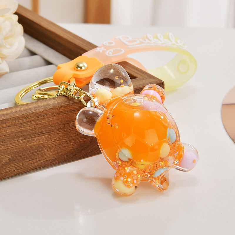 Wholesale Acrylic flowing sand turtle keychain