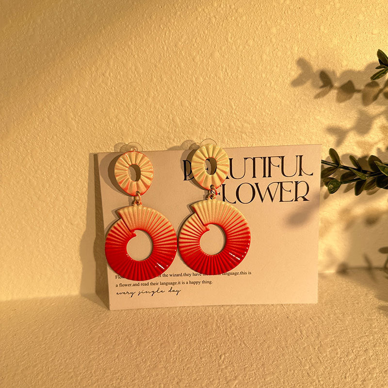 Wholesale Gradient Color Geometric Round Earrings