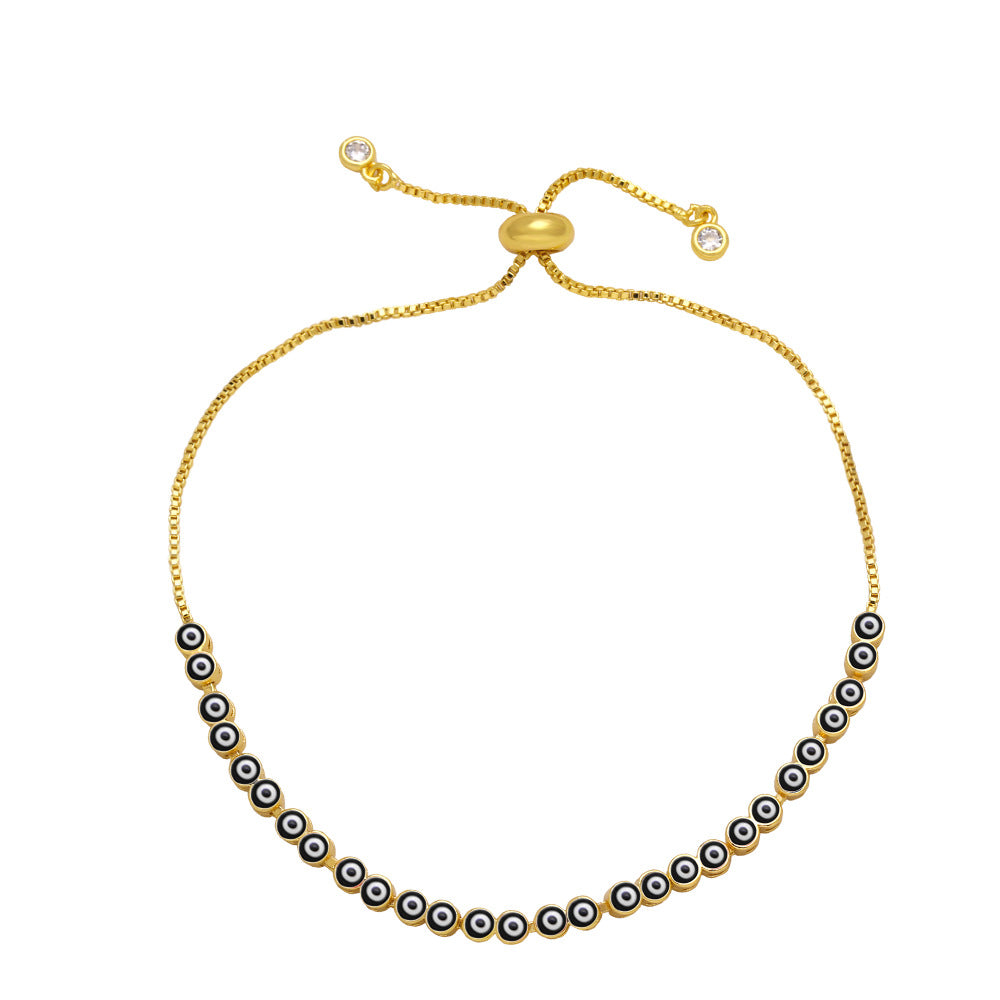 Wholesale Color Drip Oil Devil Eye Adjustable Drawstring Copper Bracelet