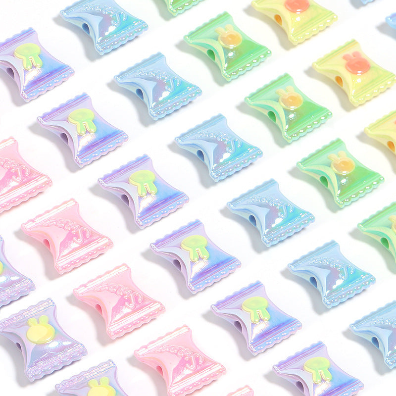 Wholesale 10pcs/pack Cream UV Coated Candy Color Acrylic Rabbit Candy Beads