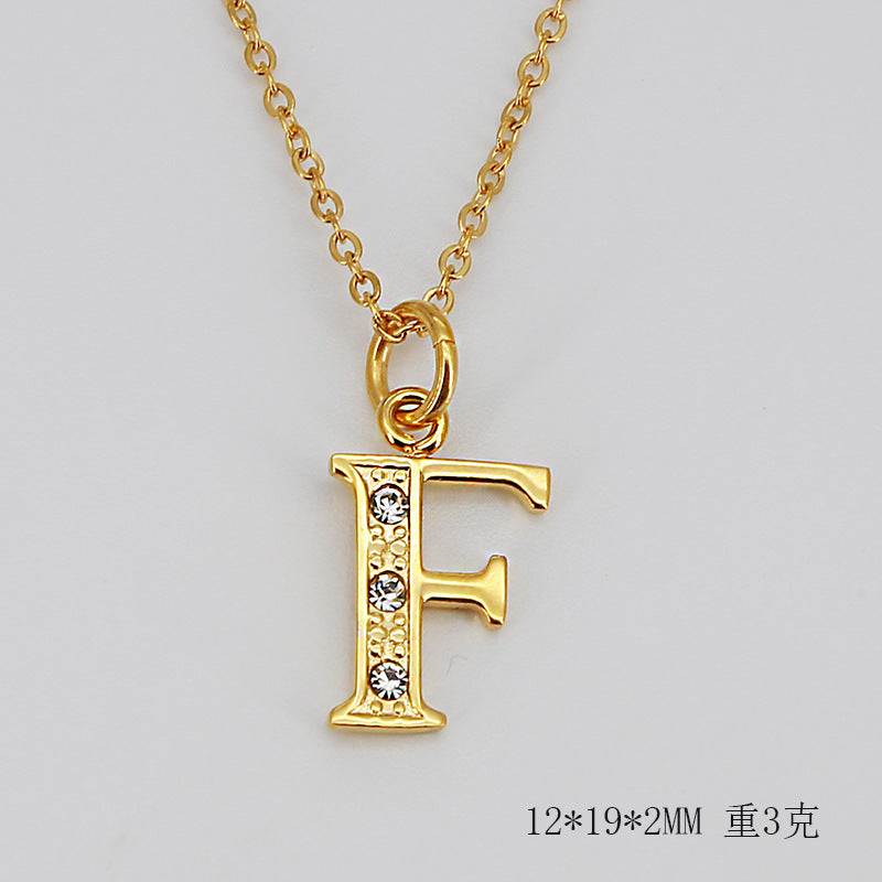 Wholesale Titanium Steel Diamond Letter Necklace Clavicle Chain