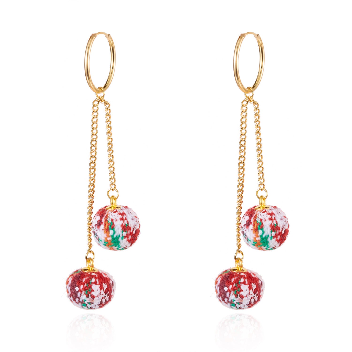 Wholesale Christmas atmosphere earrings Christmas geometric pompoms