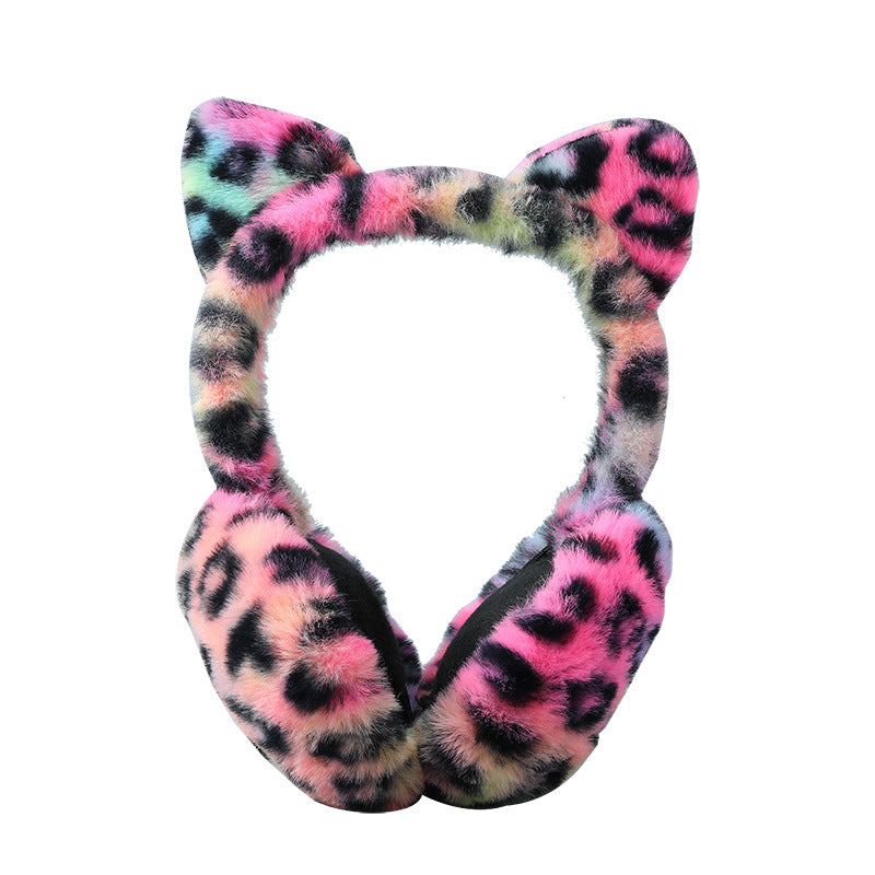 Wholesale Leopard Print Warm Winter Plush Winter Earmuffs Plush Cute Folding Earmuffs
