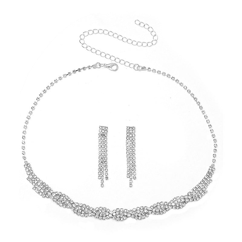 Wholesale 2pcs Annual Meeting Simple Dinner Bridal Wedding Dress Necklace Earrings