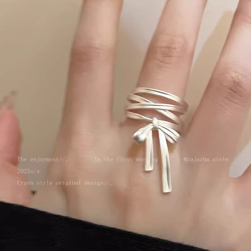 Wholesale Ballet style bow ribbon adjustable finger ring