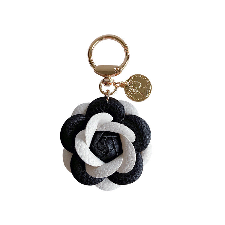 Wholesale Fashion leather Camellia car keychain
