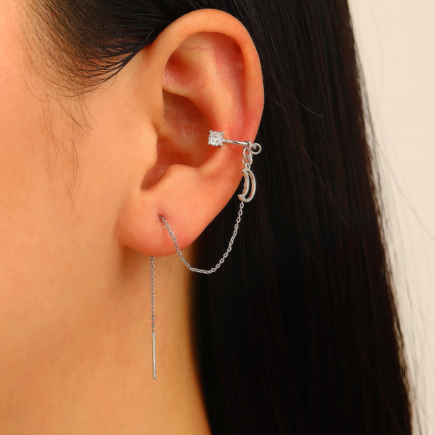 Wholesale Copper Electroplated Long Chain Tassel Ear Cuff Clip For Women No Piercing Stylish Everyday Jewelry Accessory