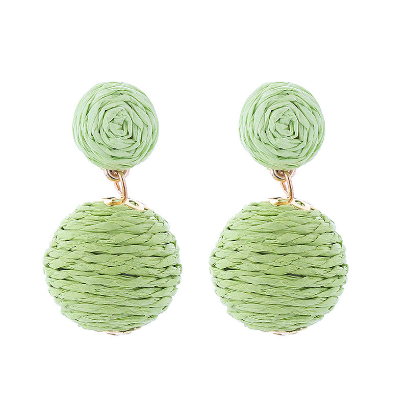 Wholesale Bohemian Handmade Wrap Ball Stud Earrings