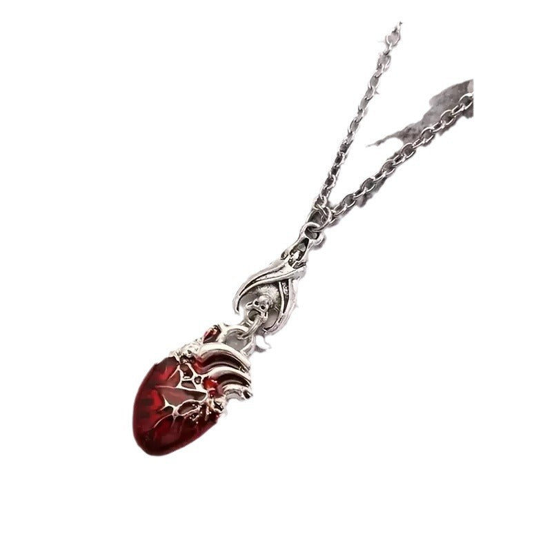 Wholesale Bat bleeding heart bohemian retro necklace