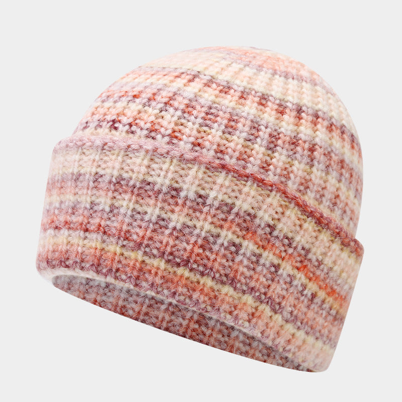 Wholesale Retro Tie Dye Knitted Hat Winter Warm Ear Protection Beanie