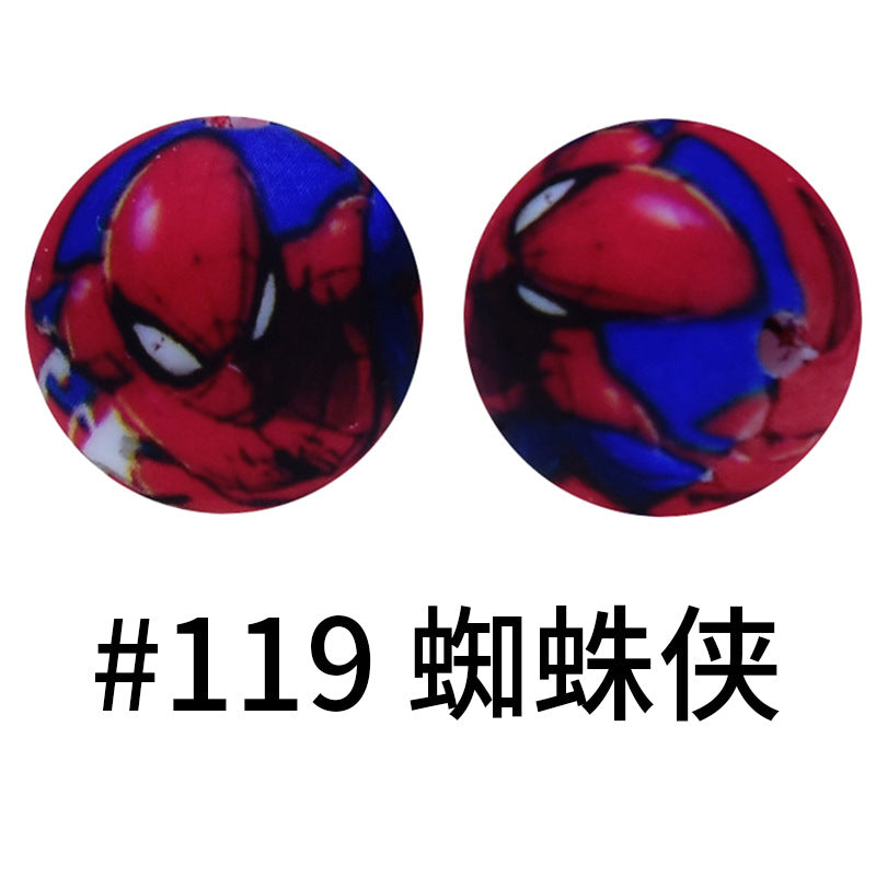 Wholesale 50pcs 16mm Print Silicone Beads Colorful Silicone Water Transfer Beads