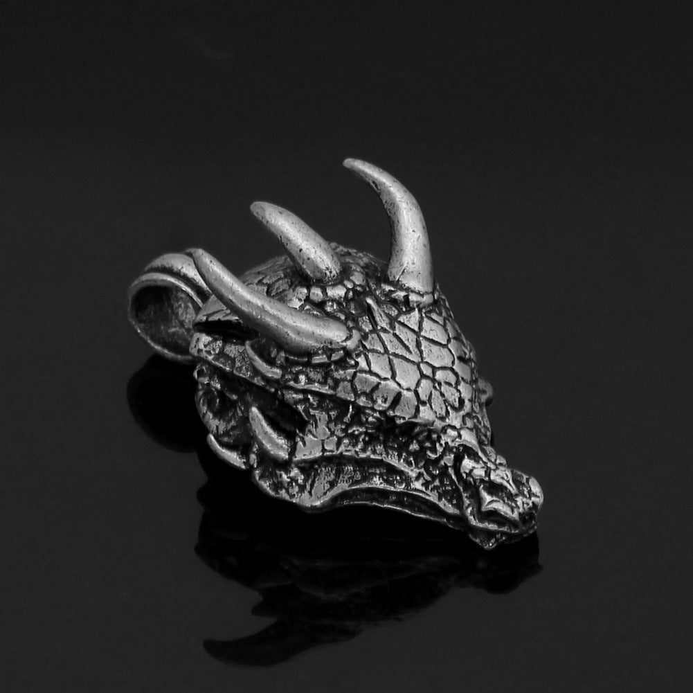 Wholesale Domineering Dragon Head Pendant Hip Hop Retro Style Men's Necklace