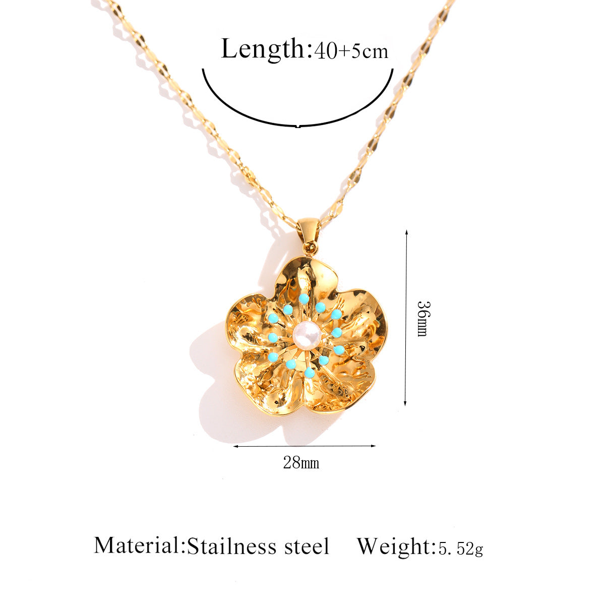 Wholesale gold flower necklace stainless steel plated pendant light luxury necklace
