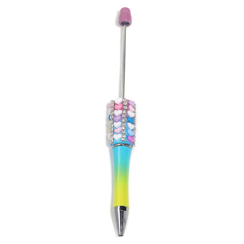 Wholesale 5pcs Beadable Pens Heavy Resin Heart Rhinestone Rotating Ballpoint Pen