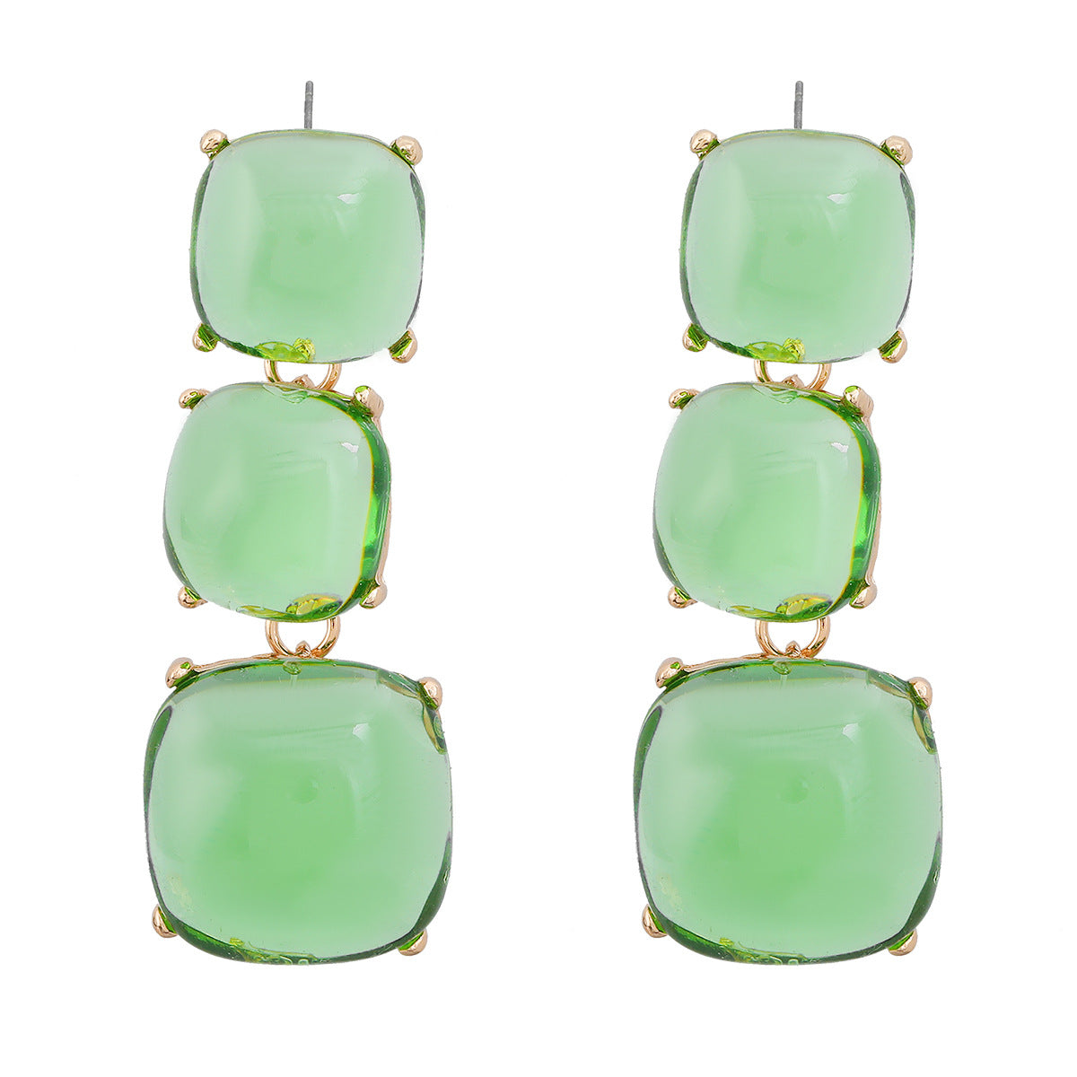 Wholesale Geometric Multi-layered Square Alloy Resin Earrings