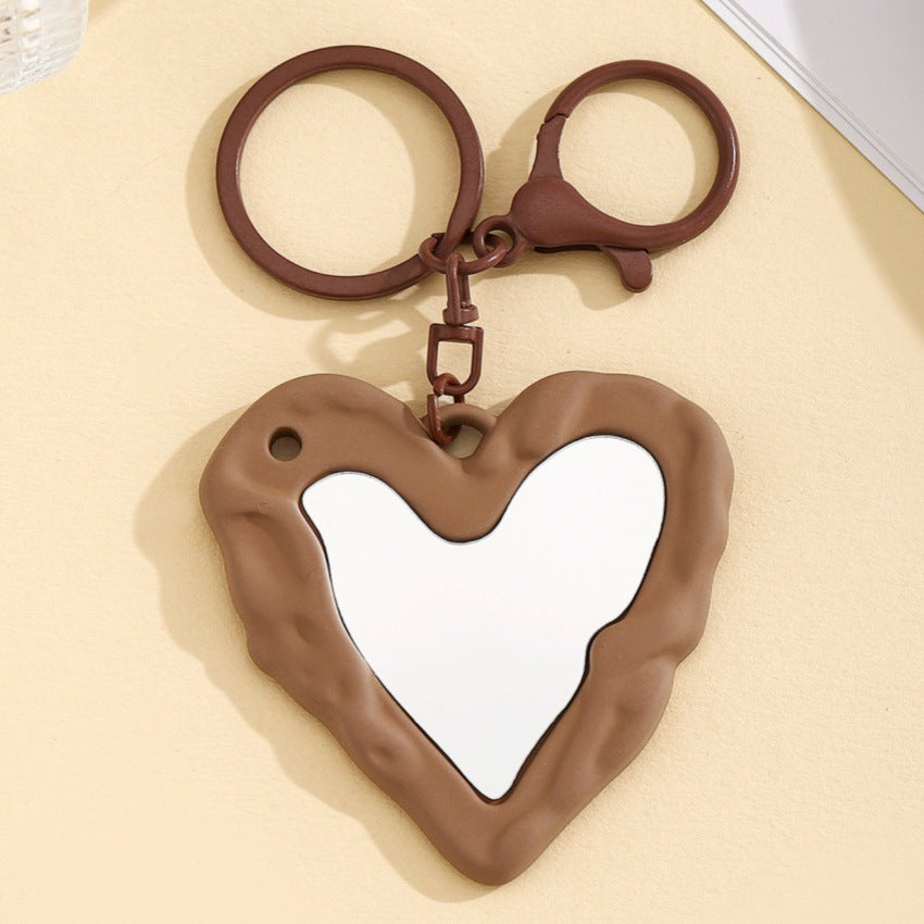 Wholesale Sweet and Cool Acrylic Heart shaped Mirror Keychain